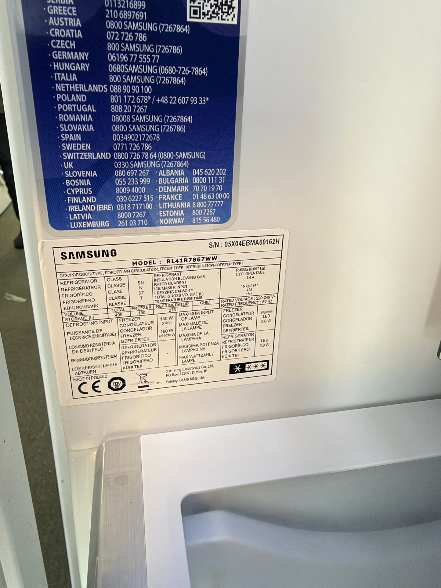 ❄️ RYMLIG SAMSUNG KYL/FRYS – 406 LITER ❄️